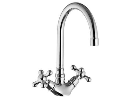 Rubinetterie Treemme KITCHEN - RETRO' Miscelatore Lavello Cucina Monoforo Stile Classico Con Bocca Girevole Materiale Ottone Finitura Cromata