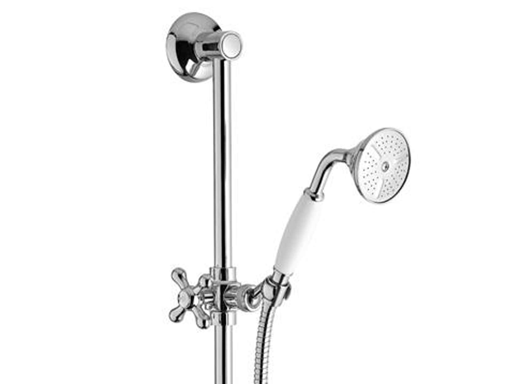 Rubinetterie Treemme 3M ROMANTICA RWIT 3667 CC 01 Kit Asta Saliscendi Con Doccetta In Metallo e Flessibile Senza Presa Acqua a Muro Finitura Cromata