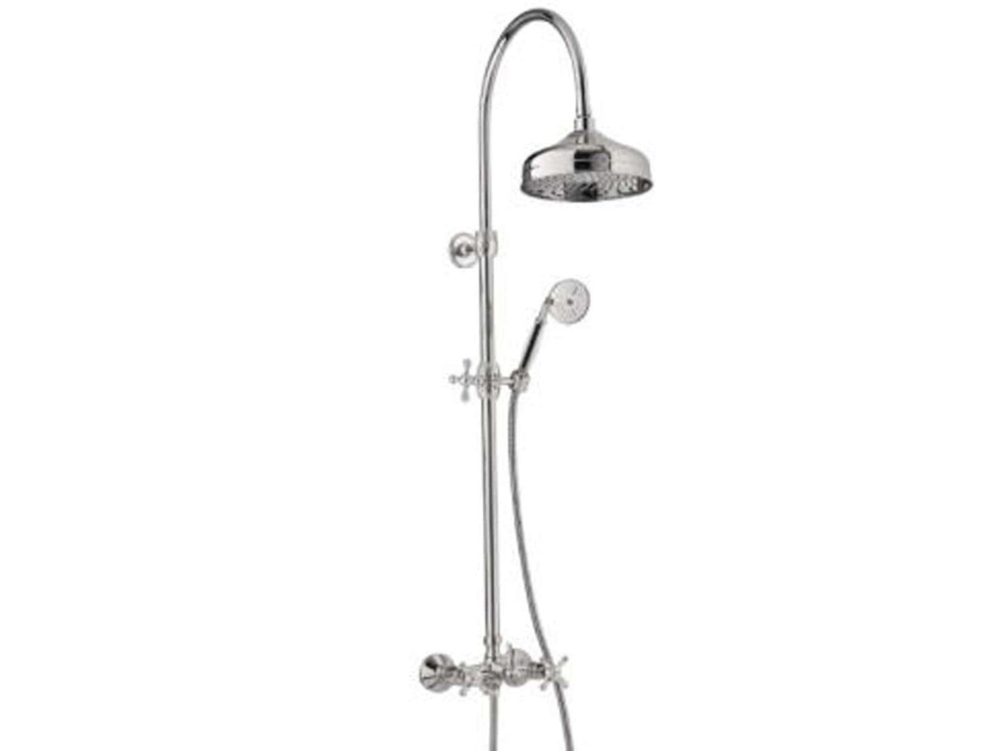 Rubinetterie Treemme 3M ROMANTICA IT 3690 CC PV ZZ Gruppo Colonna Doccia Attrezzata Multifunzione Miscelatore Meccanico Materiale Ottone Finitura Cromata Con Doccetta E Soffione Anticalcare In Metallo Diametro Ø 200 mm