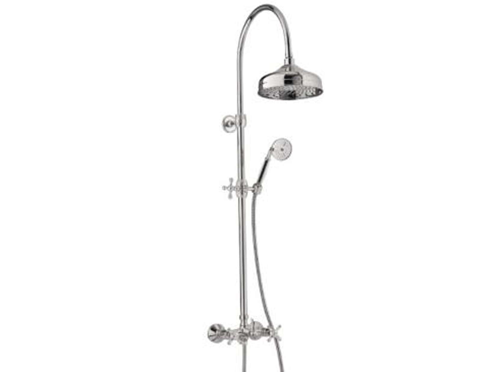 Rubinetterie Treemme 3M ROMANTICA IT 3690 CC PV ZZ Gruppo Colonna Doccia Attrezzata Multifunzione Miscelatore Meccanico Materiale Ottone Finitura Cromata Con Doccetta E Soffione Anticalcare In Metallo Diametro Ø 200 mm