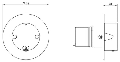 Rubinetterie Treemme 3M 22mm RWIT 75D5 IS 30 + RWIT 7AD5 ZZ 01 Rubinetto D’Arresto Deviatore Incasso 2 Uscite Senza Chiusura Acqua Installazione Parete Forma Tonda Monoforo 1 Manopola Acciaio Inox Spazzolato Opaco Parte Interna Esterna Incluse