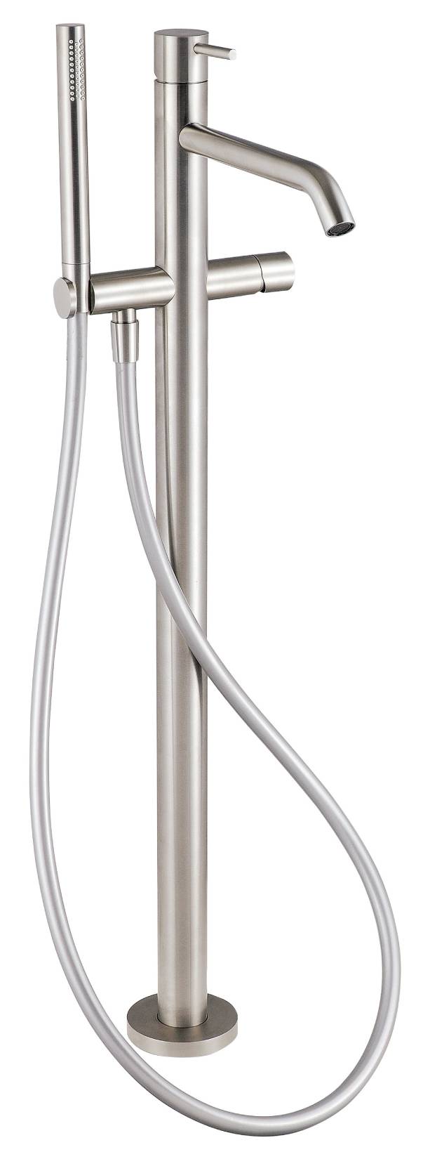 Rubinetterie Treemme 40MM RWIT 1303 IS 50 + RWIT 4A62 ZZ 50 Miscelatore Monocomando Vasca Da Terra Monoforo Con Piastra E Doccetta In Acciaio Inox Stile Moderno Materiale Acciaio Finitura Acciaio Spazzolato Opaco Inox Parte Interna Esterna Incluse