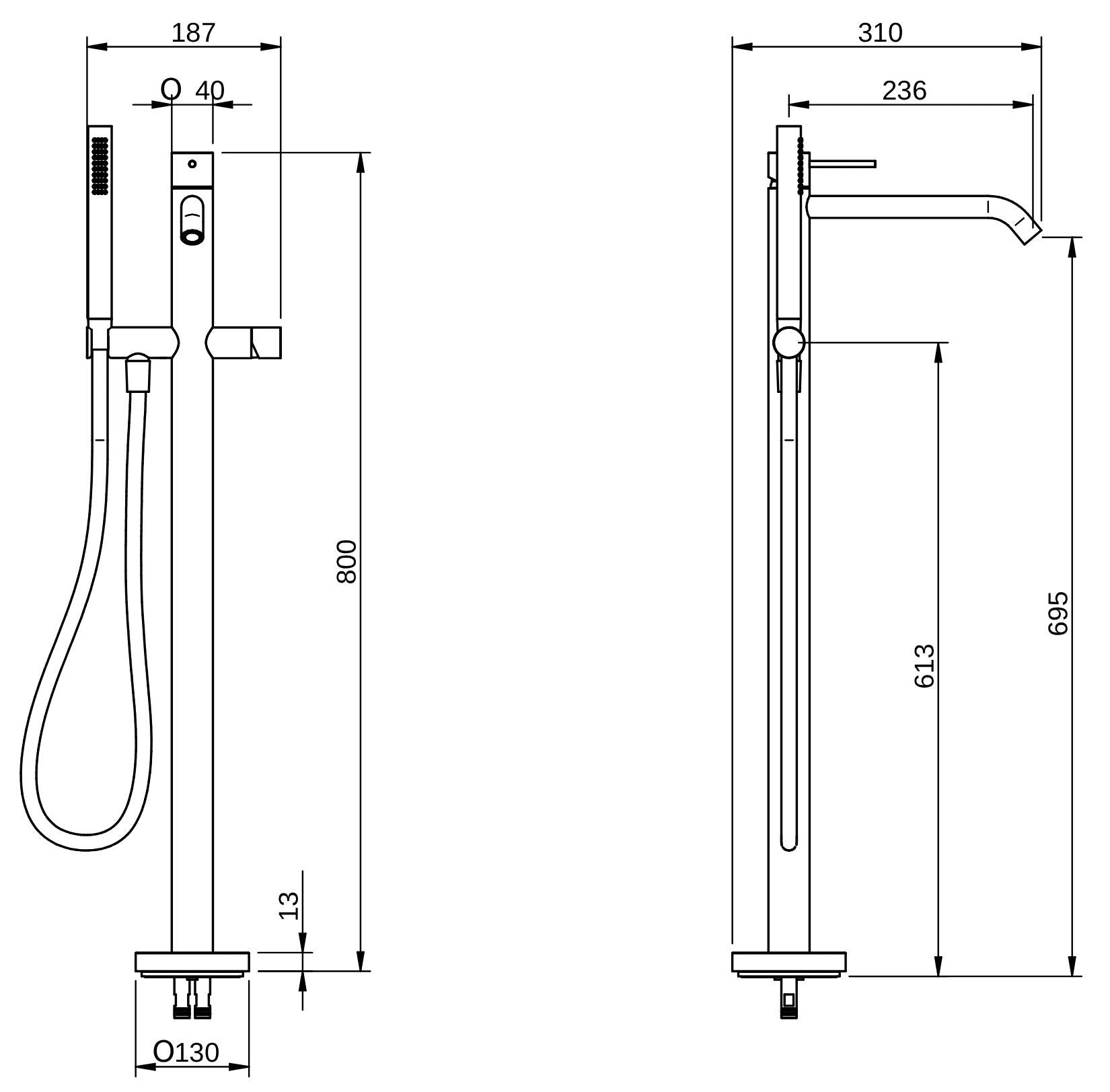 Rubinetterie Treemme 40MM RWIT 1303 IS 50 + RWIT 4A62 ZZ 50 Miscelatore Monocomando Vasca Da Terra Monoforo Con Piastra E Doccetta In Acciaio Inox Stile Moderno Materiale Acciaio Finitura Acciaio Spazzolato Opaco Inox Parte Interna Esterna Incluse
