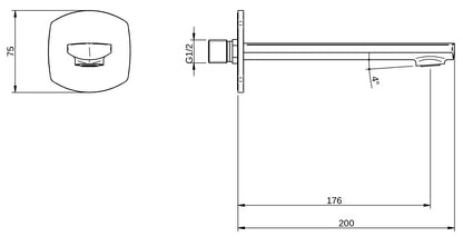 Rubinetterie Treemme 3M Albatros IT 4C63 CC ZZ HF Bocca a Muro per Vasca 176 mm Getto di Erogazione Uscita Acqua Installazione a Parete Materiale Ottone Finitura Cromata Stile Moderno Monoforo Lunghezza 200 mm