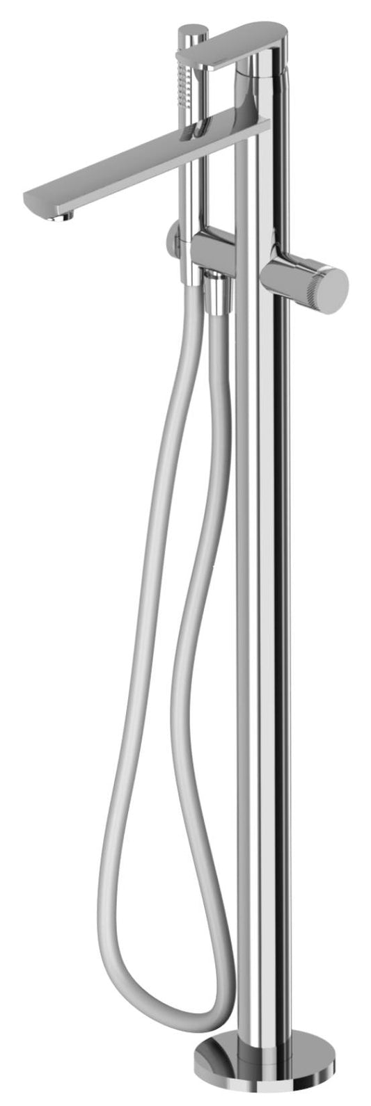 Rubinetterie Treemme 3M Albatros RWIT 4C03 CC 50 + RWIT 4A62 ZZ 50 Miscelatore Vasca Da Terra a Pavimento Monocomando Meccanico Parte Interna Esterna Inclusa Monoforo Con Piastra Ottone Cromata 1 Leva Stile Moderno Doccetta Flessibile