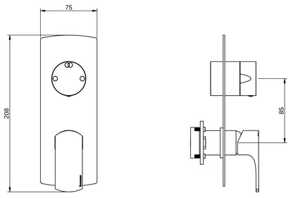 Rubinetterie Treemme 3M Albatros RWIT 4CA2 CC 01 + RWIT 22A2 ZZ 01 Miscelatore Monocomando Doccia Incasso Muro Con Deviatore 2 Uscite Meccanico Due Fori 2 Leve Con Piastra Verticale Staffa Per Cartongesso Ottone Cromato Parte Interna Esterna Incluse