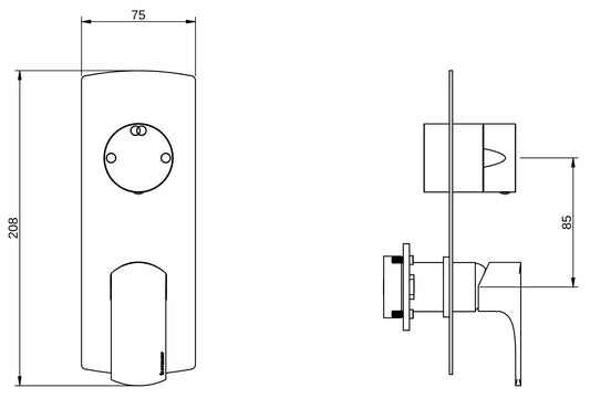 Rubinetterie Treemme 3M Albatros RWIT 4CA2 CC 01 + RWIT 22A2 ZZ 01 Miscelatore Monocomando Doccia Incasso Muro Con Deviatore 2 Uscite Meccanico Due Fori 2 Leve Con Piastra Verticale Staffa Per Cartongesso Ottone Cromato Parte Interna Esterna Incluse
