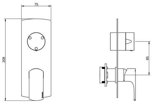 Rubinetterie Treemme 3M Albatros RWIT 4CA3 CC 01 + RWIT 22A2 ZZ 01 Miscelatore Monocomando Doccia Incasso Muro Con Deviatore 3 Uscite Meccanico Due Fori 2 Leve Con Piastra Verticale Staffa Per Cartongesso Ottone Cromato Parte Interna Esterna Incluse
