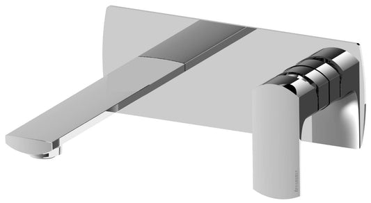 Rubinetterie Treemme 3M Albatros RWIT 4CA5 CC 01 + RWIT 51A5 ZZ 01 Miscelatore Lavabo Incasso a Muro 173 mm 2 Fori 1 Manopola Miscelazione Meccanica Con Piastra Stile Moderno Profondità 195 mm Parte Interna Esterna Incluse Ottone Cromato