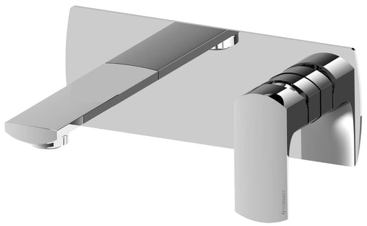 Rubinetterie Treemme 3M Albatros RWIT 4CA5 CC BC + RWIT 51A5 ZZ 01 Miscelatore Lavabo a Muro 110 mm 2 Fori 1 Manopola Miscelazione Meccanica Con Piastra Stile Moderno Profondità 133 mm Parte Interna Esterna Incluse Materiale Ottone Finitura Cromata