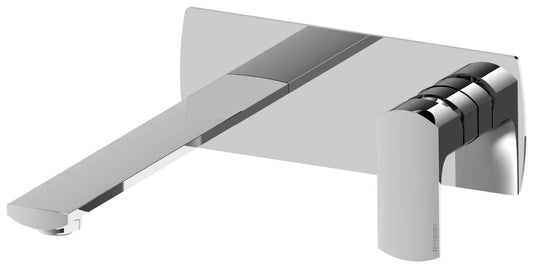 Rubinetterie Treemme 3M Albatros RWIT 4CA6 CC 01 + RWIT 51A5 ZZ 01 Miscelatore Lavabo Incasso a Muro 223 mm 2 Fori 1 Manopola Miscelazione Meccanica Con Piastra Stile Moderno Profondità 245 mm Parte Interna Esterna Incluse Ottone Cromato