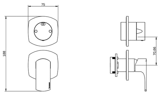 Rubinetterie Treemme 3M Albatros RWIT 4CC2 CC 01 + RWIT 22A2 ZZ 01 Miscelatore Monocomando Doccia Incasso Muro Con Deviatore 2 Uscite Meccanico Due Fori 2 Leve Senza Piastra Verticale Staffa Per Cartongesso Ottone Cromato Parte Interna Esterna Incluse