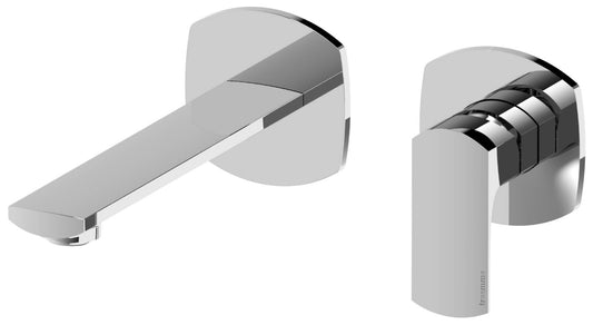 Rubinetterie Treemme 3M Albatros RWIT 4CC5 CC 01 + RWIT 51A5 ZZ 01 Miscelatore Lavabo Incasso Muro 176 mm 2 Fori 1 Manopola Miscelazione Meccanica Senza Piastra Stile Moderno Profondità 198mm Parte Interna Esterna Incluse Ottone Cromato