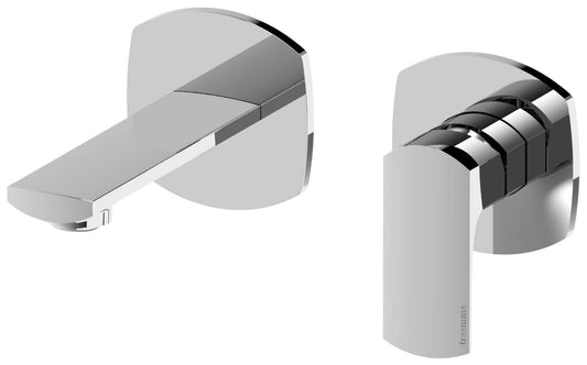 Rubinetterie Treemme 3M Albatros RWIT 4CC5 CC BC + RWIT 51A5 ZZ 01 Miscelatore Lavabo Incasso Muro 110mm 2 Fori 1 Manopola Miscelazione Meccanica Senza Piastra Stile Moderno Profondità 136mm Parte Interna Esterna Incluse Materiale Ottone Finitura Cromata