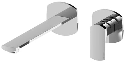 Rubinetterie Treemme 3M Albatros RWIT 4CC6 CC 01 + RWIT 51A5 ZZ 01 Miscelatore Lavabo Incasso Muro 226 mm 2 Fori 1 Manopola Miscelazione Meccanica Senza Piastra Stile Moderno Profondità 250 mm Parte Interna Esterna Incluse Ottone Cromato