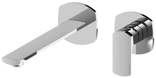 Rubinetterie Treemme 3M Albatros RWIT 4CC6 CC 01 + RWIT 51A5 ZZ 01 Miscelatore Lavabo Incasso Muro 226 mm 2 Fori 1 Manopola Miscelazione Meccanica Senza Piastra Stile Moderno Profondità 250 mm Parte Interna Esterna Incluse Ottone Cromato