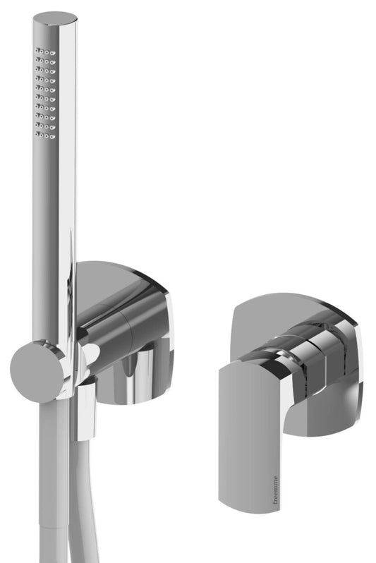 Rubinetterie Treemme 3M Albatros RWIT 4CD4 CC 01 + RWIT 51A5 ZZ 01 Miscelatore Doccia Incasso Muro Meccanico Parte Interna Esterna Incluse 2 Fori Senza Piastra Staffa Cartongesso Ottone Cromato 1 Leva Stile Moderno Doccetta Flessibile