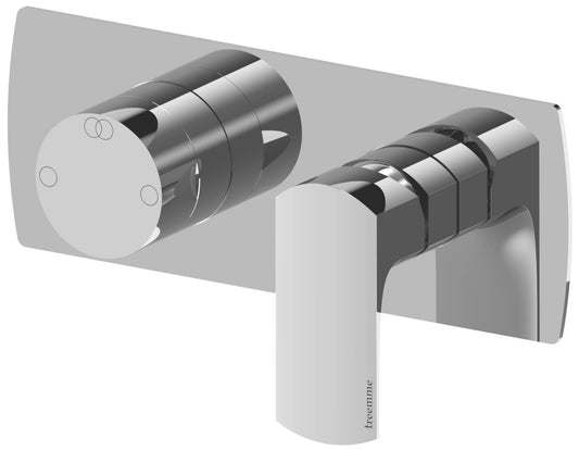 Rubinetterie Treemme 3M Albatros RWIT 4CE2 CC 01 + RWIT 22A2 ZZ 01 Miscelatore Monocomando Doccia Incasso Muro Con Deviatore 2 Uscite Meccanico Due Fori 2 Leve Con Piastra Orizzontale Staffa Per Cartongesso Ottone Cromato Parte Interna Esterna Incluse