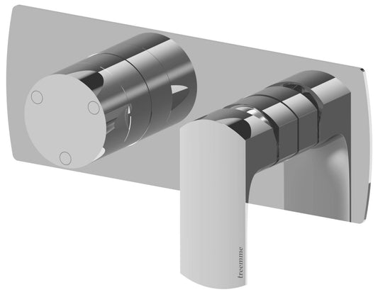 Rubinetterie Treemme 3M Albatros RWIT 4CE3 CC 01 + RWIT 22A2 ZZ 01 Miscelatore Monocomando Doccia Incasso Muro Con Deviatore 3 Uscite Meccanico Due Fori 2 Leve Con Piastra Orizzontale Staffa Per Cartongesso Ottone Cromato Parte Interna Esterna Incluse