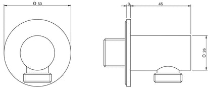 Rubinetterie Treemme 3M Appia IT RTGA 123 CC Presa Acqua A Muro Tonda Materiale Ottone Finitura Cromata