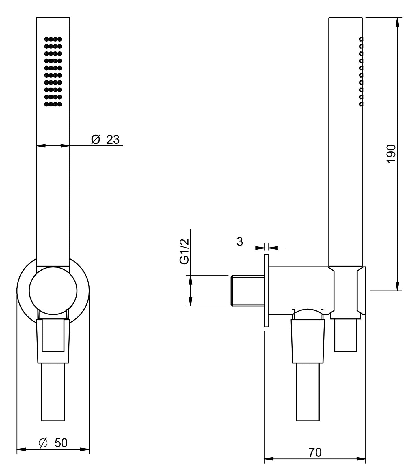 Rubinetterie Treemme 3M Appia RWIT 2705 CC 74 Duplex Presa Acqua Kit Gancio Ottone Flessibile PVC 1,5 Metri E Doccetta In Metallo Estraibile Forma Tonda Stilo Finitura Cromata Portata 8 Litri Al Minuto