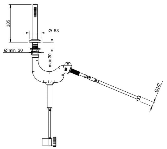 Rubinetterie Treemme 3M Appia RWIT 3C06 CC 25 Doccetta Estraibile a Mano Bordo Vasca Ad Appoggio Forma Tonda Materiale Metallo Finitura Cromata Flessibile PVC 1,5 Metri Stile Classico Contemporaneo Uscita Acqua Pioggia Portata Acqua 8 Litri Al Minuto
