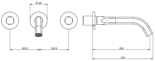 Rubinetterie Treemme 3M Appia RWIT 3C52 CC 50 + RWIT 3A60 ZZ 02 Miscelatore Gruppo Lavabo a Muro 3 Fori 2 Manopole Miscelazione Meccanica Stile Classico Contemporaneo Profondità 210 mm Parte Interna Esterna Incluse Materiale Ottone Finitura Cromata