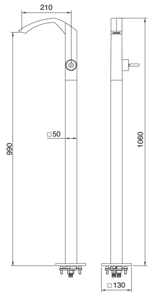 Rubinetterie Treemme Arche' RWIT 0214 CC 50 + RWIT 4A62 ZZ 50 Miscelatore Monocomando Lavabo Da Terra Materiale Ottone Finitura Cromata