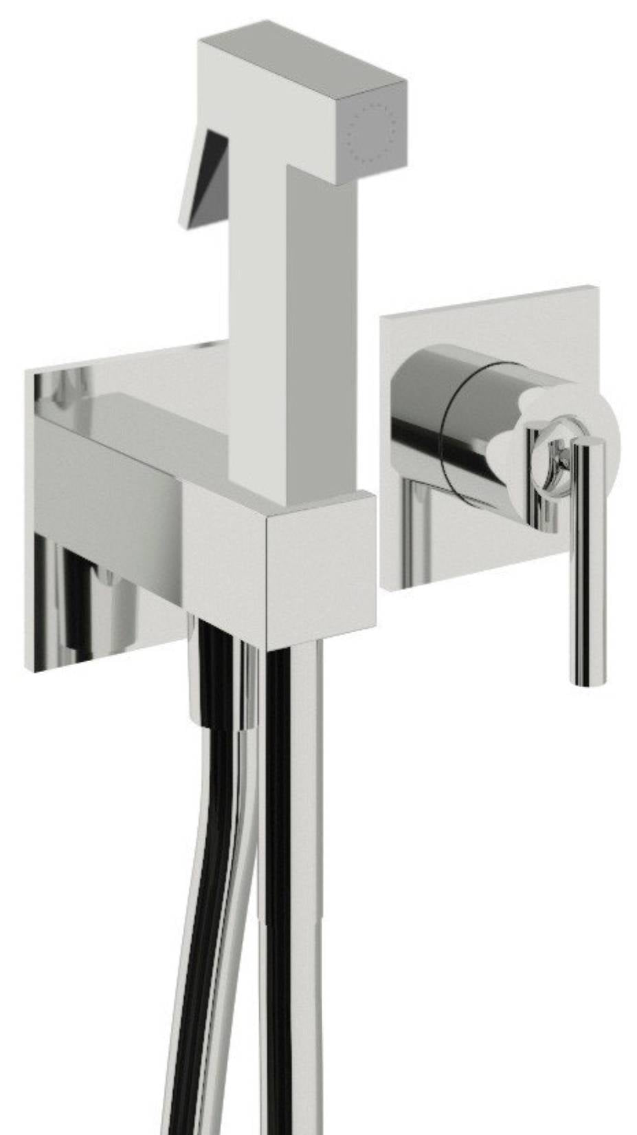 Rubinetterie Treemme 3M Arché RWIT 02D4 CC 30 + RWIT 51A5 ZZ 01 Miscelatore Incasso Idroscopino Per WC Con Doccetta Quadra in Metallo Flessibile in PVC 1 Metro 2 Fori 1 Leva Parte Interna e Esterna Incluse Materiale Ottone Finitura Cromata