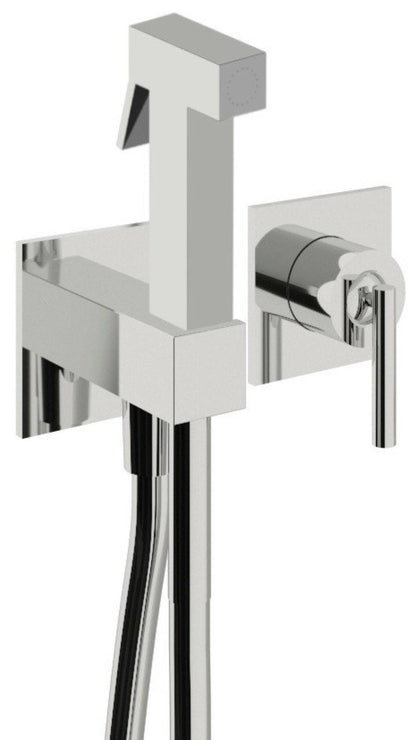 Rubinetterie Treemme 3M Arché RWIT 02D4 CC 30 + RWIT 51A5 ZZ 01 Miscelatore Incasso Idroscopino Per WC Con Doccetta Quadra in Metallo Flessibile in PVC 1 Metro 2 Fori 1 Leva Parte Interna e Esterna Incluse Materiale Ottone Finitura Cromata