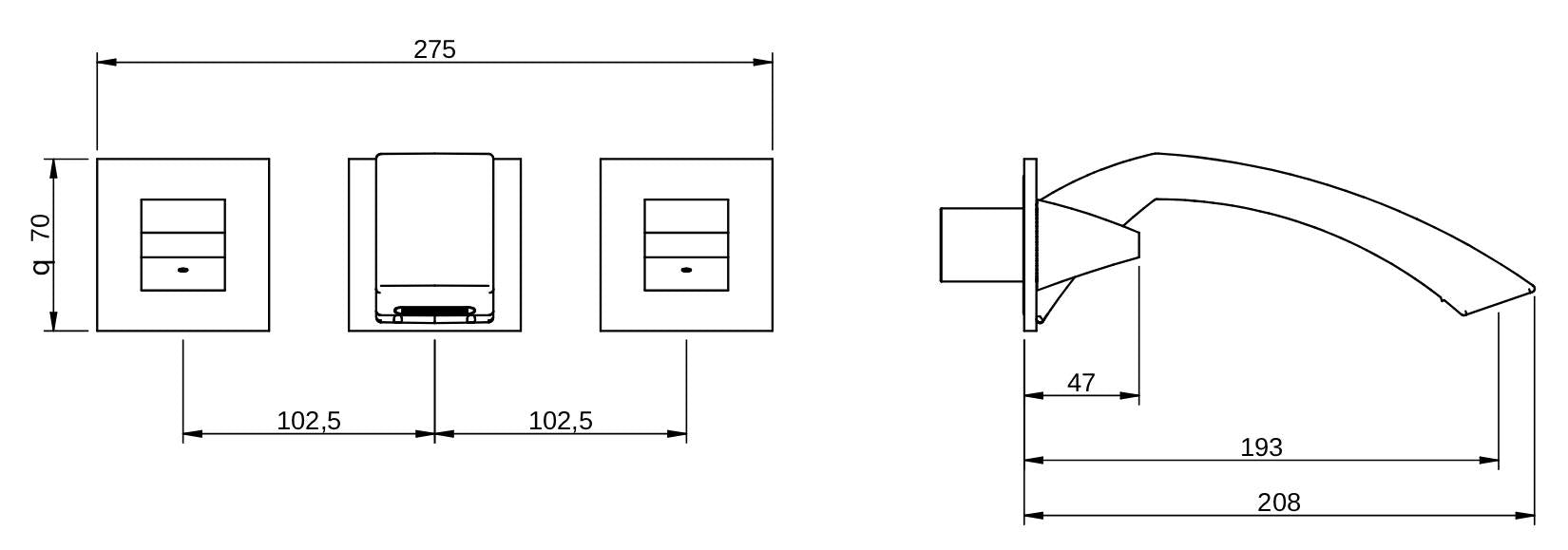 Rubinetterie Treemme Arché RWIT 0752 CC 50 + RWIT 3A60 ZZ 02 Gruppo Miscelatore Lavabo Incasso A Muro Materiale Ottone Cromata Lunghezza 208 mm