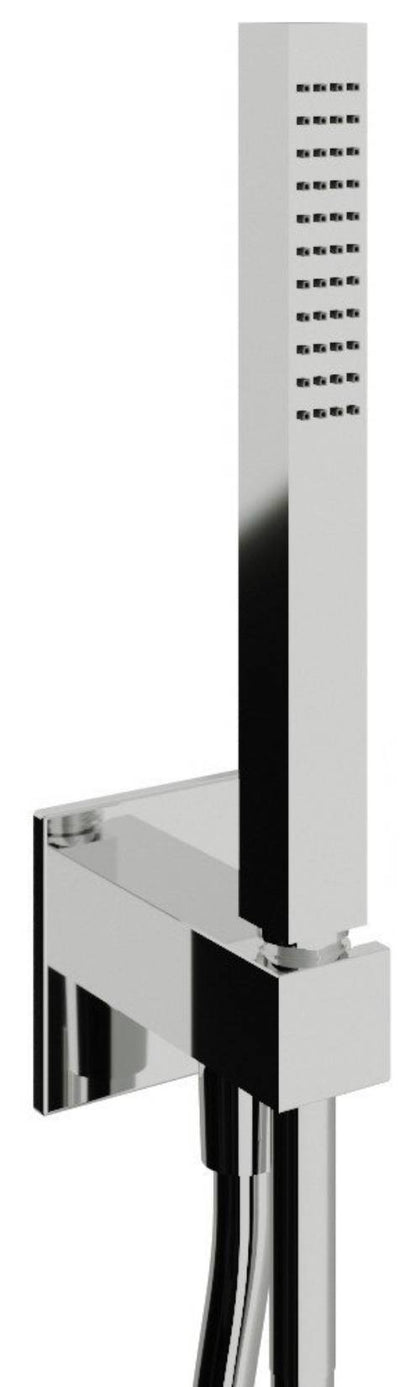 Rubinetterie Treemme 3M Arché RWIT 4BD4 CC 20 Duplex Presa Acqua Kit Gancio Ottone Flessibile PVC 1,5 Metri E Doccetta In Metallo Estraibile Forma Quadra Finitura Cromata Portata 8 Litri Al Minuto