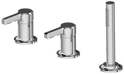 Rubinetterie Treemme 3M Aurelia IT 2C69 CC AU ZZ Batteria Bordo Vasca Installazione Appoggio Miscelazione Meccanica 3 Fori Stile Classico Contemporaneo Ottone Cromato 2 Leve Manopole Doccetta Estraibile Mano Metallo Senza Bocca Flessibile PVC