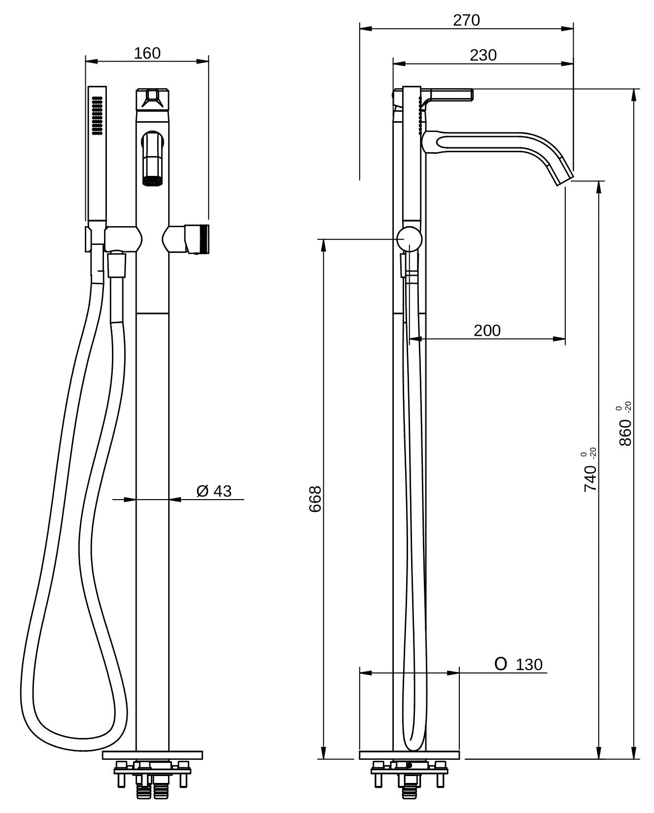 Rubinetterie Treemme 3M Aurelia RWIT 2C03 CC 50 + RWIT 4A62 ZZ 50 Miscelatore Vasca Da Terra a Pavimento Monocomando Meccanico Parte Interna Esterna Inclusa Monoforo Con Piastra Ottone Cromata 1 Leva Stile Classico Contemporaneo Doccetta Flessibile