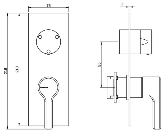 Rubinetterie Treemme 3M Aurelia RWIT 2CA3 CC 01 + RWIT 22A2 ZZ 01 Miscelatore Monocomando Doccia Incasso Muro Con Deviatore 3 Uscite Meccanico Due Fori 2 Leve Con Piastra Verticale Staffa Per Cartongesso Ottone Cromato Parte Interna Esterna Incluse