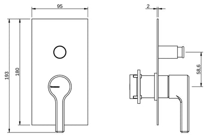 Rubinetterie Treemme 3M Aurelia RWIT 2CB1 CC 01 + RWIT 51B1 ZZ 03 Miscelatore Monocomando Vasca Doccia Incasso Meccanico 2 Vie Parete 2 Fori 1 Manopola Parte Interna Esterna Incluse Stile Classico Contemporaneo Con Piastra Ottone Cromato