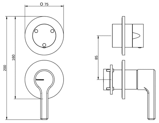 Rubinetterie Treemme 3M Aurelia RWIT 2CC3 CC 01 + RWIT 22A2 ZZ 01 Miscelatore Monocomando Doccia Incasso Muro Con Deviatore 3 Uscite Meccanico Due Fori 2 Leve Senza Piastra Verticale Staffa Per Cartongesso Ottone Cromato Parte Interna Esterna Incluse