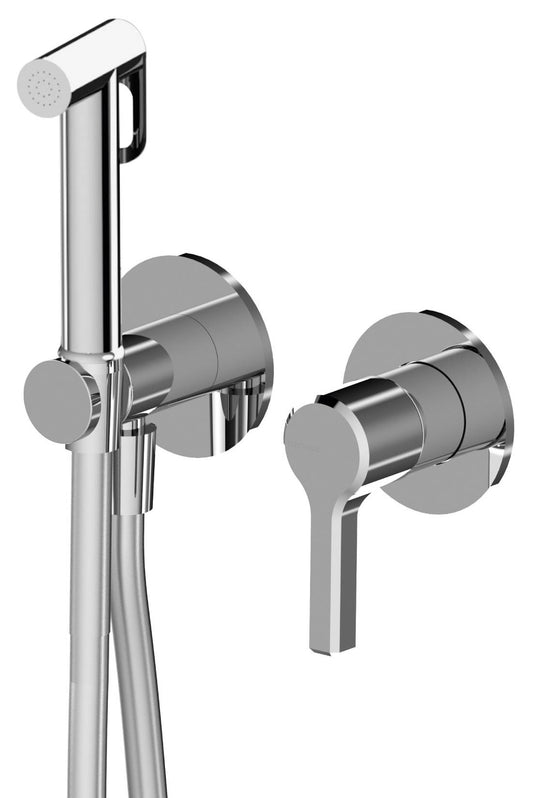 Rubinetterie Treemme 3M Aurelia RWIT 2CD4 CC 30 + RWIT 51A5 ZZ 01 Miscelatore Incasso Idroscopino Per WC Con Doccetta Tonda in Metallo Flessibile in PVC 1 Metro 2 Fori 1 Leva Parte Interna e Esterna Incluse Materiale Ottone Finitura Cromata