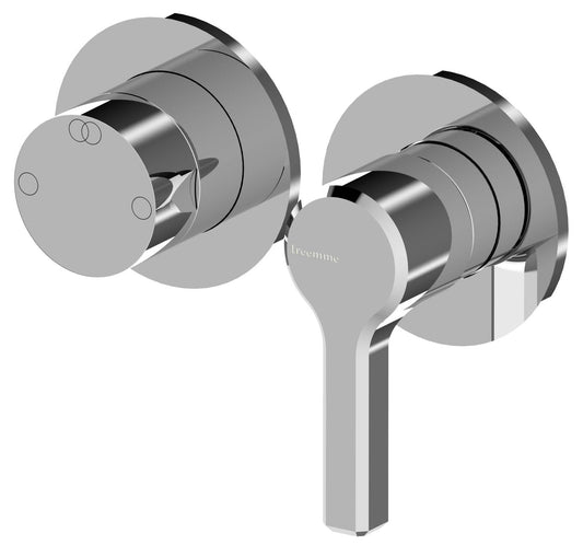 Rubinetterie Treemme 3M Aurelia RWIT 2CF2 CC 01 + RWIT 22A2 ZZ 01 Miscelatore Monocomando Doccia Incasso Muro Con Deviatore 2 Uscite Meccanico Due Fori 2 Leve Senza Piastra Orizzontale Staffa Per Cartongesso Ottone Cromato Parte Interna Esterna Incluse