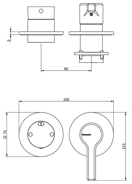 Rubinetterie Treemme 3M Aurelia RWIT 2CF3 CC 01 + RWIT 22A2 ZZ 01 Miscelatore Monocomando Doccia Incasso Muro Con Deviatore 3 Uscite Meccanico Due Fori 2 Leve Senza Piastra Orizzontale Staffa Per Cartongesso Ottone Cromato Parte Interna Esterna Incluse