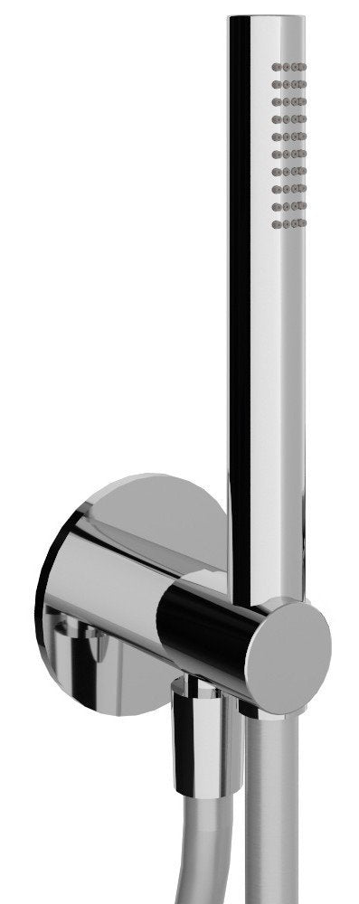 Rubinetterie Treemme 3M Bamboo RWIT 5BD4 CC 20 Duplex Presa Acqua Kit Gancio Ottone Flessibile PVC 1,5 Metri E Doccetta In Metallo Estraibile Forma Tonda Stilo Finitura Cromata Portata 8 Litri Al Minuto