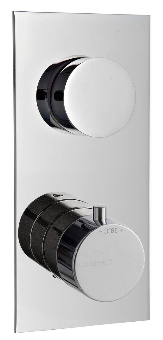 Rubinetterie Treemme 3M Bamboo RWIT 8A46 CC 03 + RWIT 8A46 ZZ 20 Miscelatore Doccia Termostatico Incasso 2 Uscite Parete 2 Fori 2 Manopole Parte Interna Esterna Incluse Stile Moderno Con Piastra Materiale Ottone Finitura Cromata