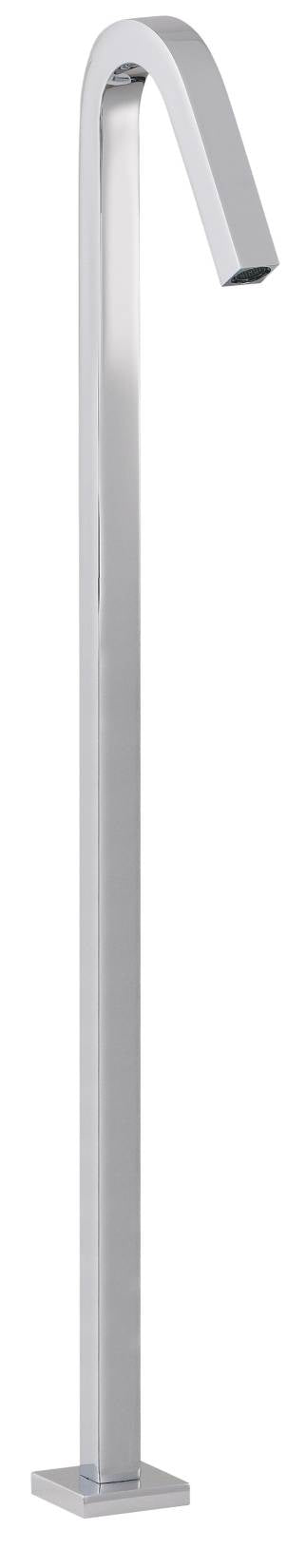 Rubinetterie Treemme 3M Electronic Washbasin Tap RWIT 7382 CC 75 Bocca Lavabo Da Terra a Pavimento Getto Erogazione Uscita Acqua 1070 mm Ottone Cromato Forma Quadra Stile Moderno Monoforo Lunghezza 205 mm Altezza 1244 mm Portata Acqua 5 Litri Al Minuto