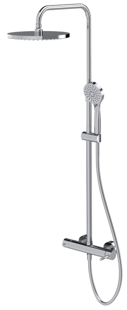 Rubinetterie Treemme 3M Contract Footprint IT 8C60 CC FP ZZ Colonna Gruppo Doccia Multifunzione Miscelatore Meccanico Deviatore Doccetta Rotonda Soffione Tondo Ø Diametro 255 mm Anticalcare ABS Flessibile PVC 1,5 Metri Montaggio Muro Ottone Cromato