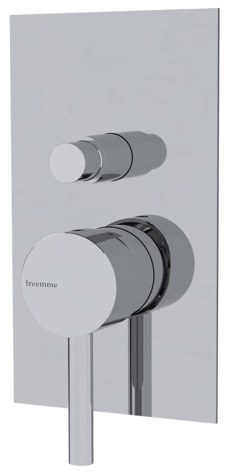 Rubinetterie Treemme 3M Contract Footprint RWIT 8C49 CC 02 + RWIT 7C49 ZZ 01 Miscelatore Monocomando Vasca Doccia Incasso con Click Clack Meccanico 2 Vie Parete 2 Fori 1 Manopola Parte Interna Esterna Incluse Stile Moderno Con Piastra Ottone Cromato