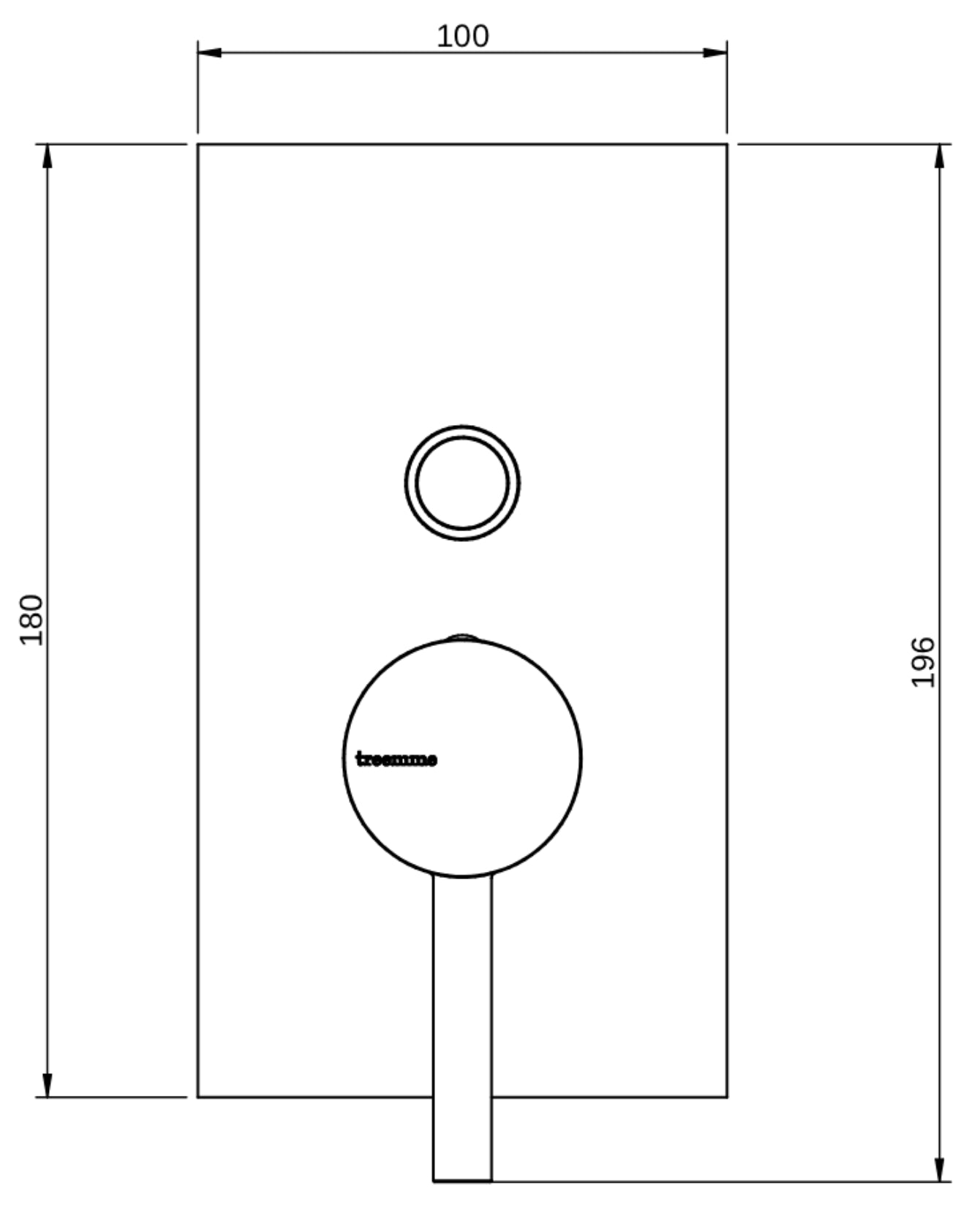 Rubinetterie Treemme 3M Contract Footprint RWIT 8C49 CC 02 + RWIT 7C49 ZZ 01 Miscelatore Monocomando Vasca Doccia Incasso con Click Clack Meccanico 2 Vie Parete 2 Fori 1 Manopola Parte Interna Esterna Incluse Stile Moderno Con Piastra Ottone Cromato
