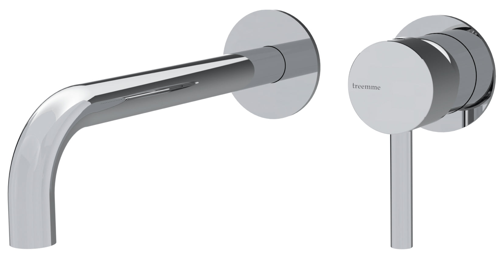 Rubinetterie Treemme 3M Contract Footprint RWIT 8C76 CC 01 + RWIT 7C51 ZZ 04 Miscelatore Lavabo Incasso Muro 195 mm 2 Fori 1 Manopola Miscelazione Meccanica Stile Moderno Profondità 195 mm Parte Interna Esterna Incluse Ottone Cromata
