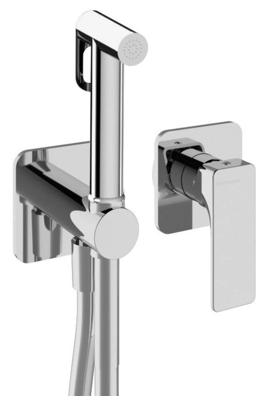 Rubinetterie Treemme 3M Hask RWIT 6AD4 CC 30 + RWIT 51A5 ZZ 01 Miscelatore Incasso Idroscopino Per WC Con Doccetta Tonda in Metallo Flessibile in PVC 1 Metro 2 Fori 1 Leva Parte Interna e Esterna Incluse Materiale Ottone Finitura Cromata