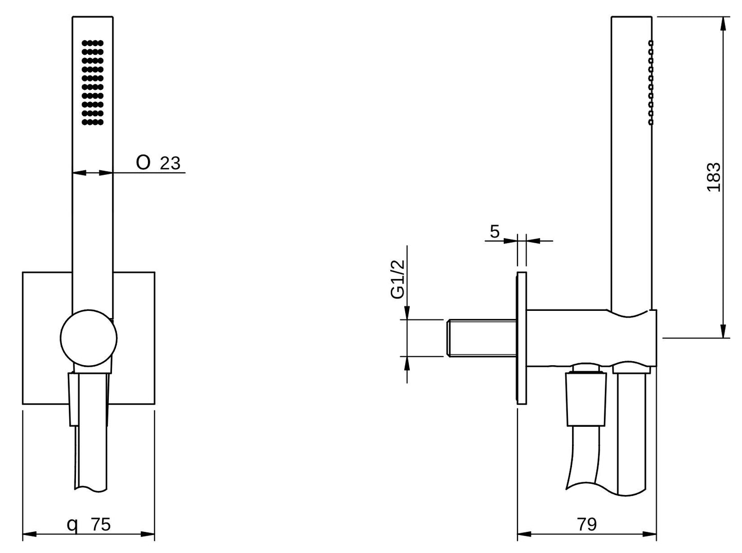 Rubinetterie Treemme 3M Ios RWIT 2AD4 CC 20 Duplex Presa Acqua Kit Gancio Ottone Flessibile PVC 1,5 Metri E Doccetta In Metallo Estraibile Forma Tonda Stilo Borchia Quadra Finitura Cromata Portata 8 Litri Al Minuto