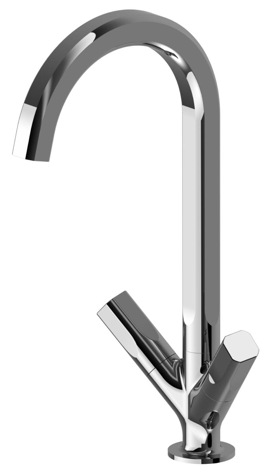 Rubinetterie Treemme 3M Kitchen - Design IT 3C31 CC AO ZZ Miscelatore Lavello Per Cucina Lavanderia Lavatoi Appoggio 2 Leve Monoforo Miscelazione Meccanica Stile Moderno Collo Girevole Altezza 360 mm Profondità 190 mm Materiale Ottone Finitura Cromata